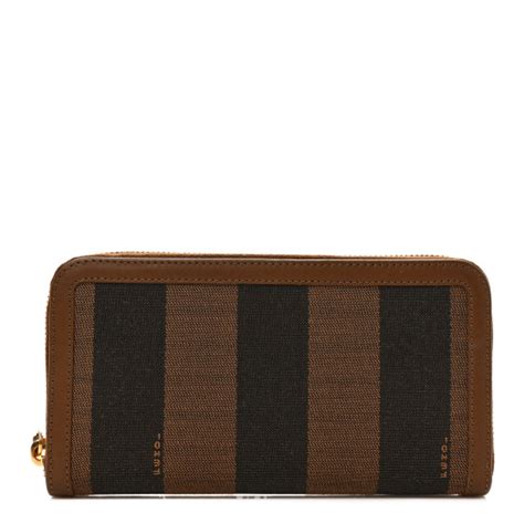 FENDI Pequin Vitello Zip Around Wallet Tobacco Foresta 